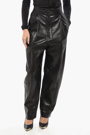Khaite Pantaloni in Pelle Balloon Fit con Pince Frontale Khaite