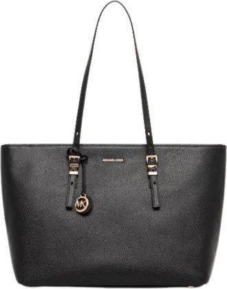Michael Kors Tassen, Dames, Zwart, ONE Size, Katoen, Quinn Large Pebbled Leather Tote Bag