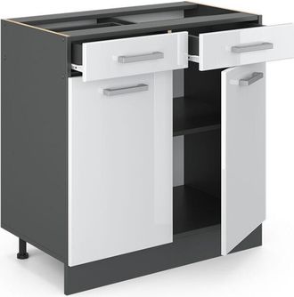 Vicco Mobiletto base per cucina R-Line, Bianco lucido, 80 cm senza piano di lavoro Vicco