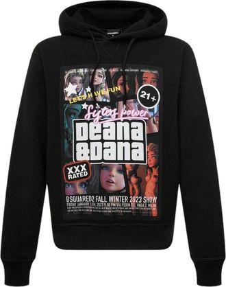 Dsquared2 Mens Sisters Power Deana And Dana Black Hoodie Cotton - Size X-Small