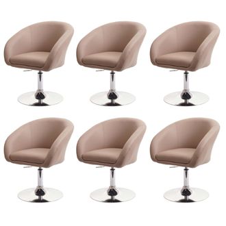 Hhg Lote De 6 Sillas De Comedor Hhg 247, Silla De Cocina Silla Giratoria Silla De Sal&oacute;n, Giratoria Regulable En Altura, Piel Sint&eacute;tica Taupe