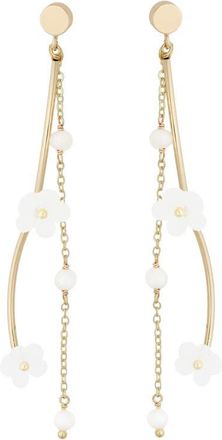 Panacea Flower Linear Drop Earrings in White at Nordstrom