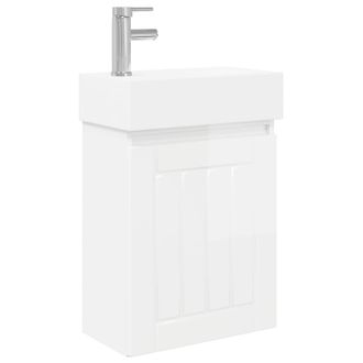 vidaXL M&oacute;dulo De Ba&ntilde;o Con Grifer&iacute;a Blanco Brillante Vidaxl
