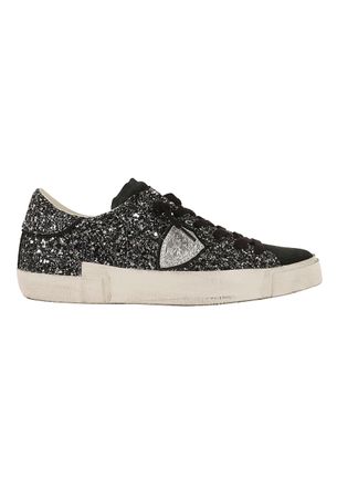 Philippe Model Prsx Low Glitter Suede Sneakers