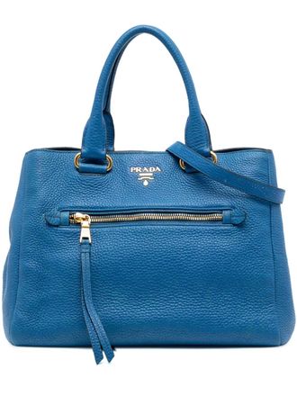 Prada 2010-2025 Vitello Daino Open Convertible Tote satchel - Blue