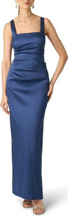 Aidan Mattox Stretch Mikado Column Gown in Navy at Nordstrom, Size 10
