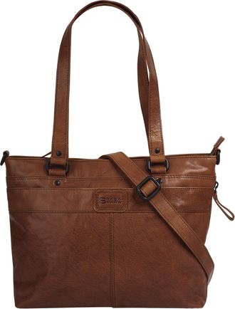 Spikes & Sparrow Shopper SPIKES & SPARROW, Damen, Gr. B/H/T: 37cm x 25cm x 7cm onesize, braun (cognac), Leder, vintage, Taschen Shopper, echt Leder