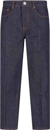 Ami Contrast Stitching Straight-Leg Jeans