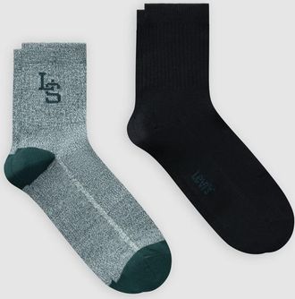 Levi's Short Cut Mouline Socks 2 Pack - Hombre - 43 - Multi Colour / Green/Black