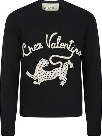 Valentino Garavani Truien & Vesten, Heren, Zwart, M, Wol, Chez Valentino Panther Sweater