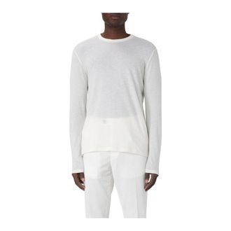 Majestic Filatures Majestic Filatures, Long Sleeve Tops, male, White, Size: 2XL LongSleeve Linen Crew Neck TShirt