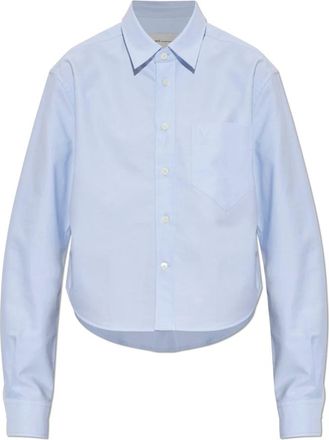 Ami Overhemden, Dames, Blauw, XS, Katoen, Logo Shirt