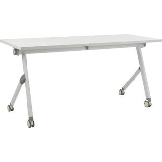 Beliani Escritorio Rectangular Moderno Plegable Con Ruedas Mesa M&oacute;vil Port&aacute;til Estructura Met&aacute;lica 160 X 60 Cm Blanco Bendi