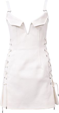 Dion Lee Hook & Eye Pocket Mini Dress in White Rayon