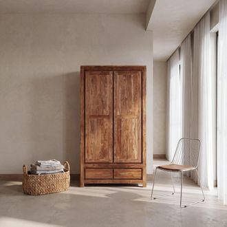 Maisons du monde Armario de 110 cm de sheesham macizo con 2 puertas y 2 cajones