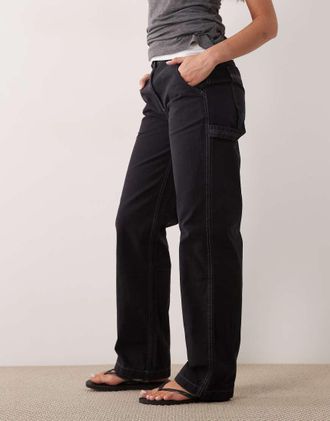 Timberland Pantaloni dritti in tela neri-Nero