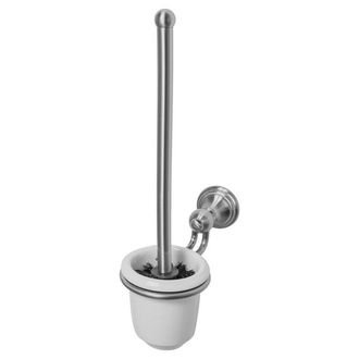 Haceka Allure Toiletborstelhouder - wandmodel - open - keramiek - geborsteld RVS