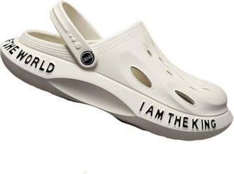 Generic Slippers for Mens Summer Outdoor Sports Hole Toe Sandals Mens Casual Beach Shoes(White,47-48)