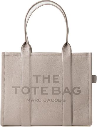 Marc Jacobs Gestructureerde leren shopper tas met logo - Dames - Shoppers - Grijs - ONE Size - Leer - Tassen