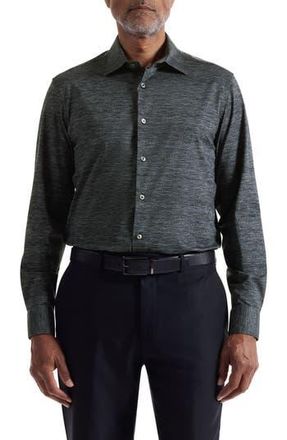 Bugatchi James OoohCotton Space Dye Button-Up Shirt in Black at Nordstrom Rack, Size X-Large