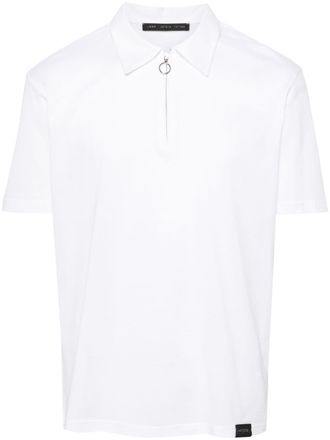 low brand zip-up piqué polo shirt - White