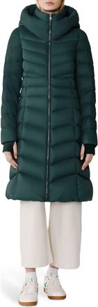 Soia & Kyo Lita Water Repllent 700 Fill Power Down Hooded Puffer Jacket in Midnight Forest at Nordstrom, Size Xx-Small