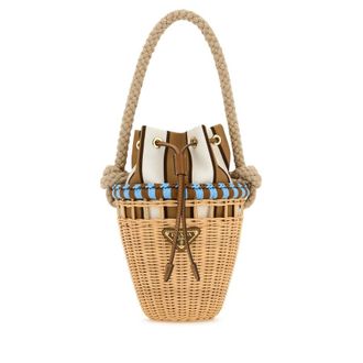 Prada Wicker Mini Bucket Bag