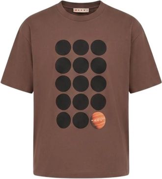 Marni Planet Print T-Shirt - Heren - T-shirts - Bruin - L - Katoen - Tops