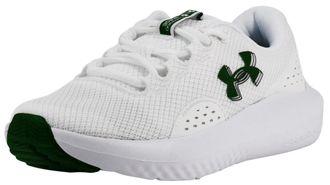 Under Armour Womens Charged Surge 4 Running Shoe, White/White/Frost Green, 8
