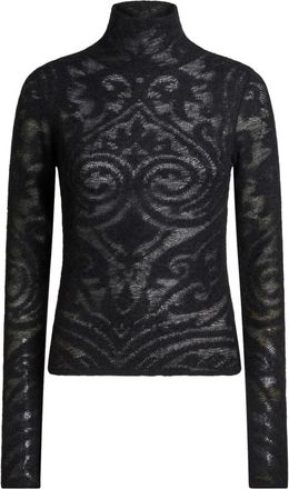 Etro roll-neck jacquard sweater - women - Viscose/Alpaca/Mohair/Polyamide/Polyester - 46 - Black