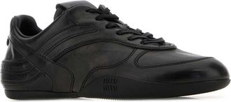 Miu Miu Womens Allacciate Sneaker Black Calfskin