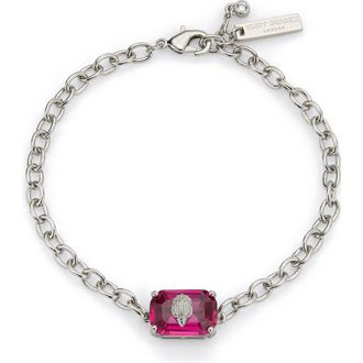 Kurt Geiger Emerald Cut Crystal Flex Bracelet in Fuchsia at Nordstrom