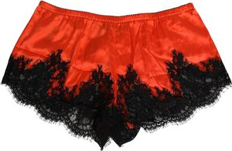 Dolce & Gabbana Womens Red Silk Satin Lace Shorts Underwear