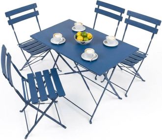 Harbour Housewares 5 Piece Sussex Folding Patio Bistro Set in Navy