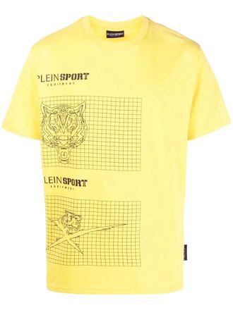 Plein Sport crew neck logo-print T-shirt - men - Polyester - L - Yellow