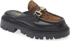 Roberto Cavalli Leopard Platform Lug Mule in Black at Nordstrom Rack, Size 10Us / 40Eu