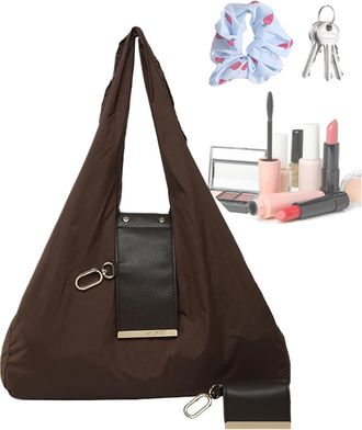 Generic Tote Purse - Foldable PU Leather Pouch with Keychain | Fashion Key Chain Shoulder Handbags,for Women Girls Travel Shopping Outdoor School Office Work 