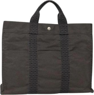Herm&egrave;s Pre-owned Vintage Canvas Tote Bag - Dames - Vintage Shopper - Grijs - ONE Size - Vintage