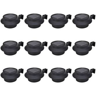 Berkfield Home Outdoor Solar Fence Lamps 12 pcs LED Black