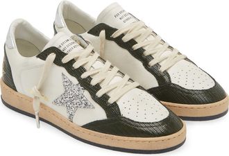 Golden Goose Ball Star Low Top Sneaker in White/Green at Nordstrom, Size 11Us