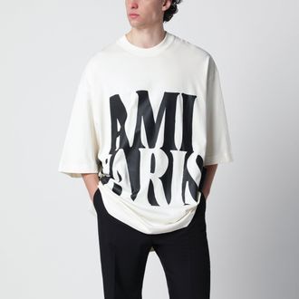 Ami Cream white T-shirt with logo print