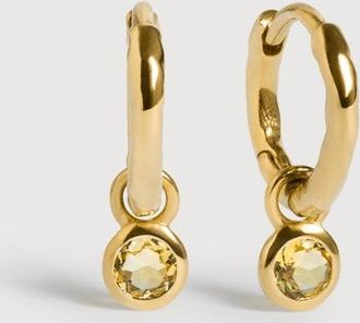 Monica Vinader Gold November Birthstone Huggie Earrings Citrine