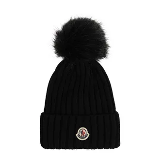 Moncler Wool Beanie - female - Moncler - Accessories - Black - ONE SIZE - Accessories