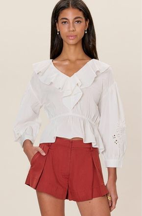 Rebecca Taylor Lorelai Embroidered Blouse in Ivory at Nordstrom, Size X-Small