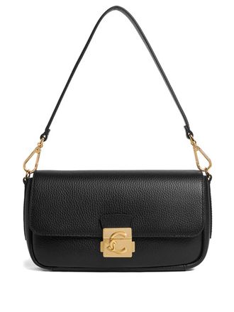 Coccinelle Medium C-Me Lock schoudertas met logo - Zwart