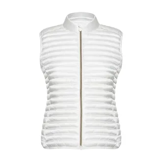 Save The Duck Waistcoats, female, White, XS, White Sleeveless Jacket with Gold Zipper