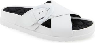 Aerosoles Lago Flatform Slide Sandal in Bright White Leather at Nordstrom, Size 8.5