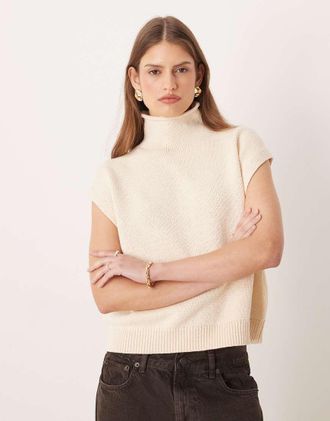 Polo Ralph Lauren Canotta oversize in maglia di misto lino color panna-Bianco