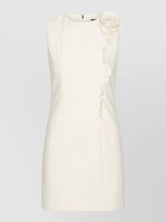 Rotate crepe mini dress floral shoulder appliqu&eacute;