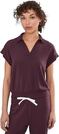 SPLITS59 Evie Fleece Sleeveless Polo Womens Sweatshirt Dark Cherry : MD, Fleece/Modal/Spandex